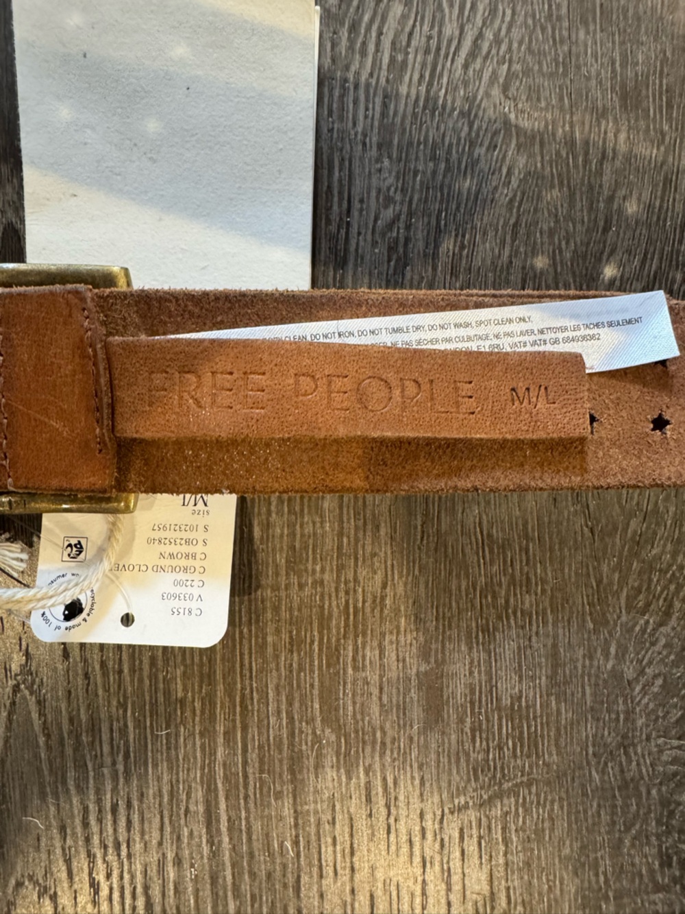 NWT Free People Eye Candy Leather Belt in Ground Clover Size Medium/Large - Picture 5 of 6